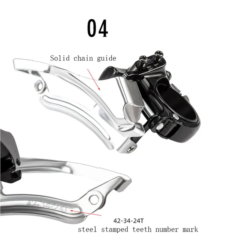 microNEW MTB front derailleur 7 8 9 10 11speed bike gearbox Three-tooth chainring suitable for 42-34-24 teeth bike accessories