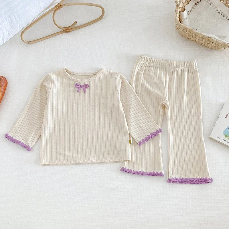 2025 New Autumn 0-4Yrs Kids Clothing Set Long Sleeved Cotton T-shirt+Pants Toddler Baby Girls Sports Clothes Suit