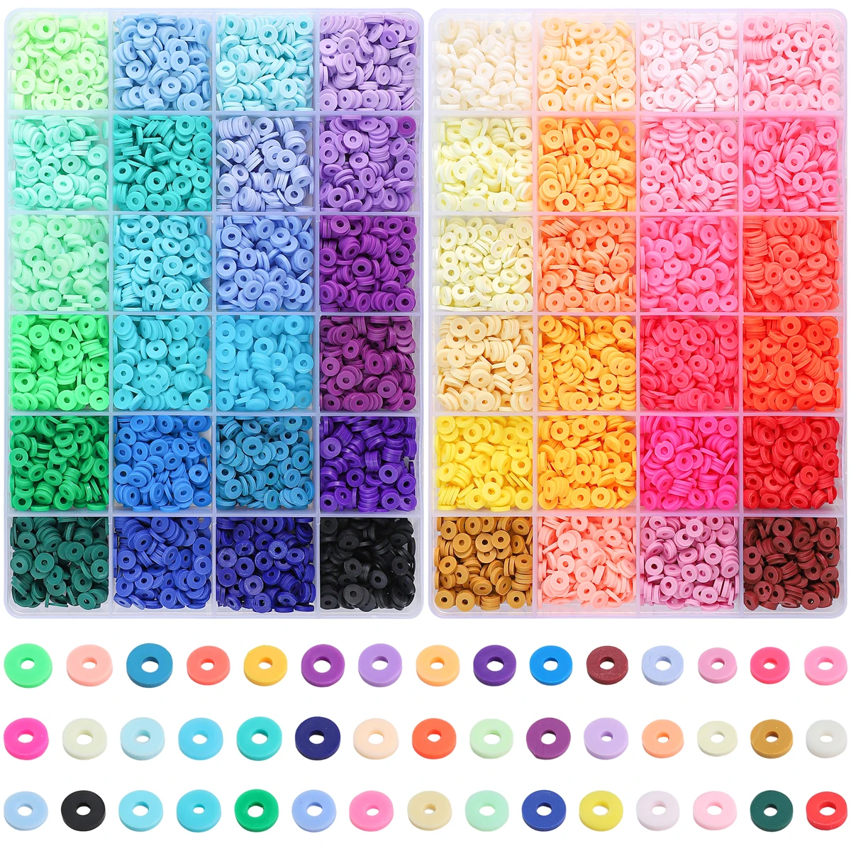 24Grid Box Polymer Clay Beads Set for Making Bracelets Necklace About 3700Pcs Soft Clay Slice Piece DIY Jewelry Making Materials