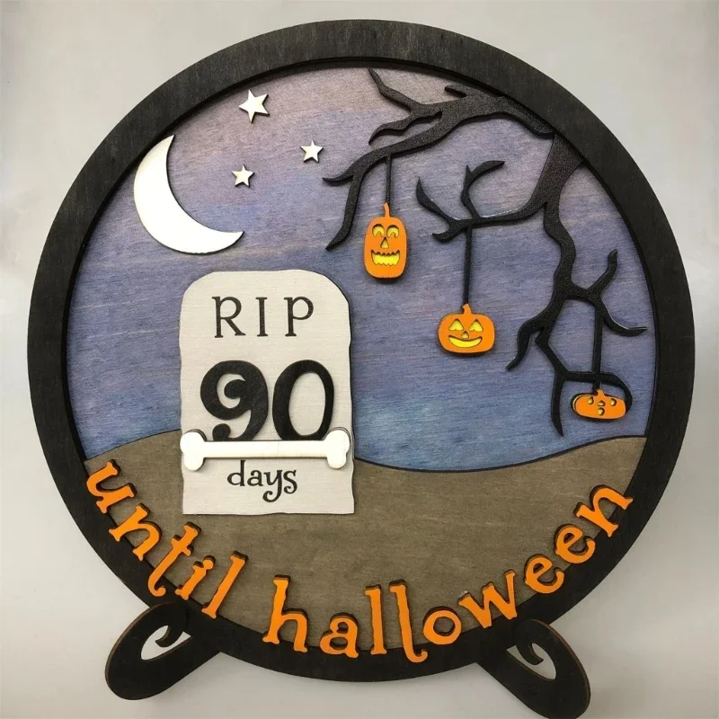 

Halloween Countdown Wooden Ornaments Creative Countdown to Calendar Wooden Ornaments for Holiday Festival Party Decoration