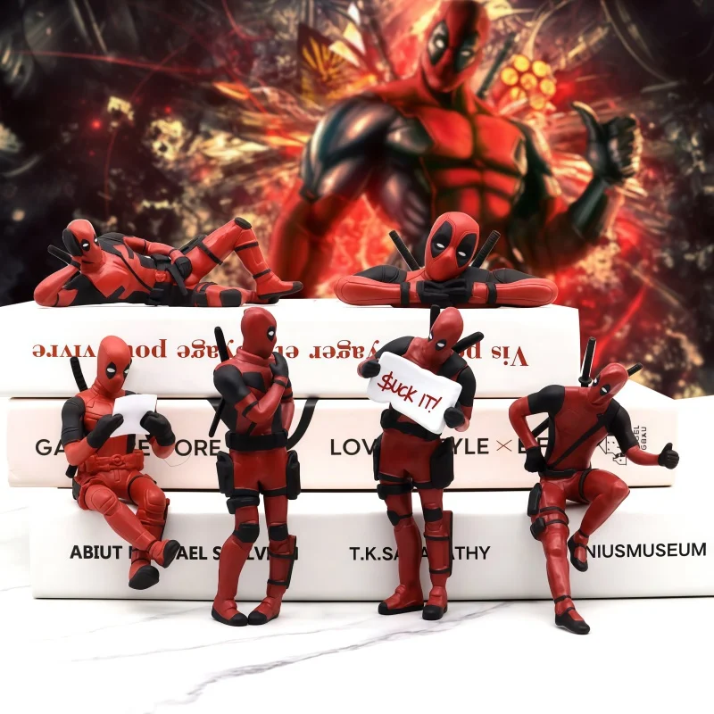 3-6pcs Deadpool Anime Action Figure Set Marvel Legends Movie Doll Car Home Office Desk Decoration Ornament Collection Model Toys