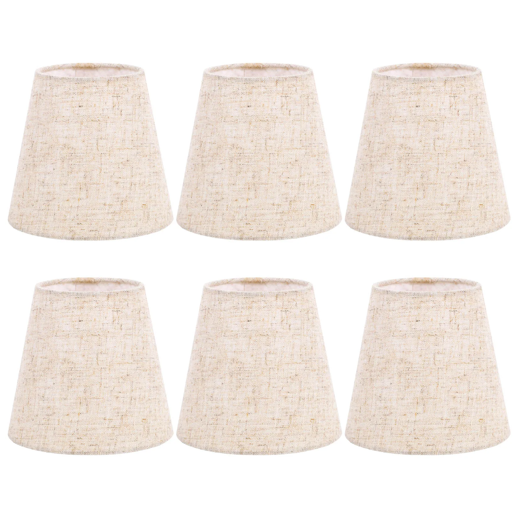 A67P-Small Lamp Shade Clip On Bulb Set Of 6 For Candelabra Bulbs, Barrel Fabric Lampshade For Table Chandelier Wall Lamp