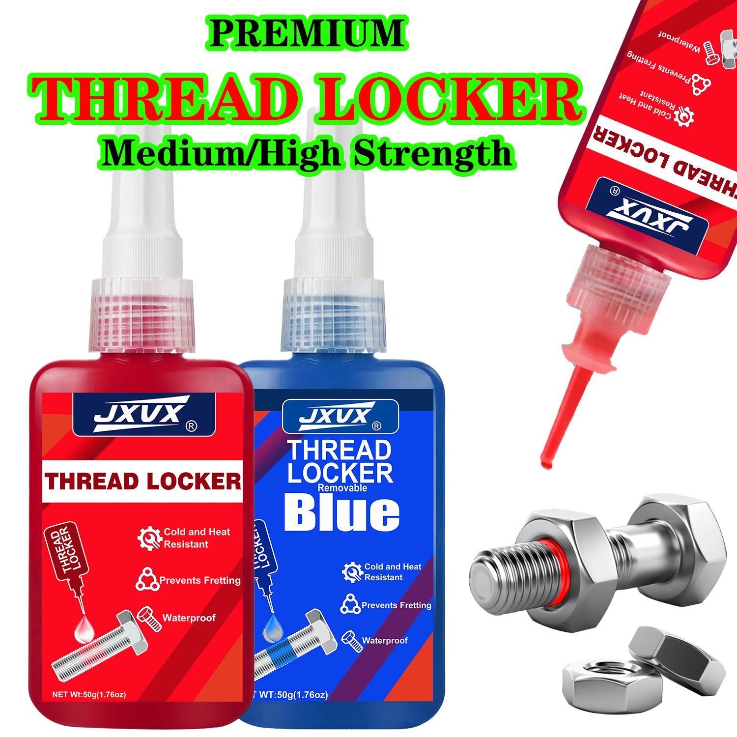 Image of Extrem starkes Schraubensicherungsmittel 50 g – für Metall- und Maschinenschrauben – Anti-Lockerungs-, Befestigungs- und Dichtungs-Anaerobkleber