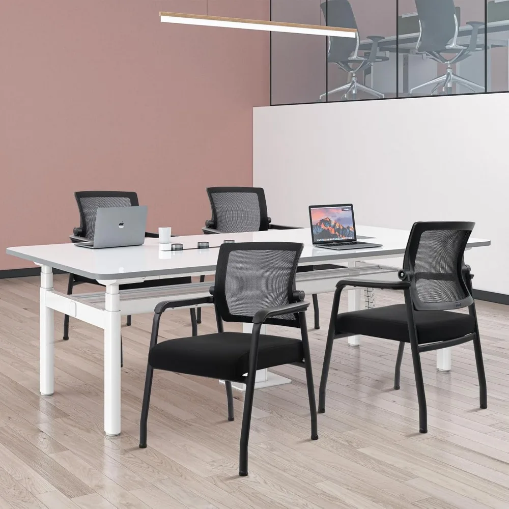 Sedia da scrivania senza ruote con schienale in rete regolabile, poltrona con supporto lombare ergonomico e cuscino per sedili ispessito, attesa
