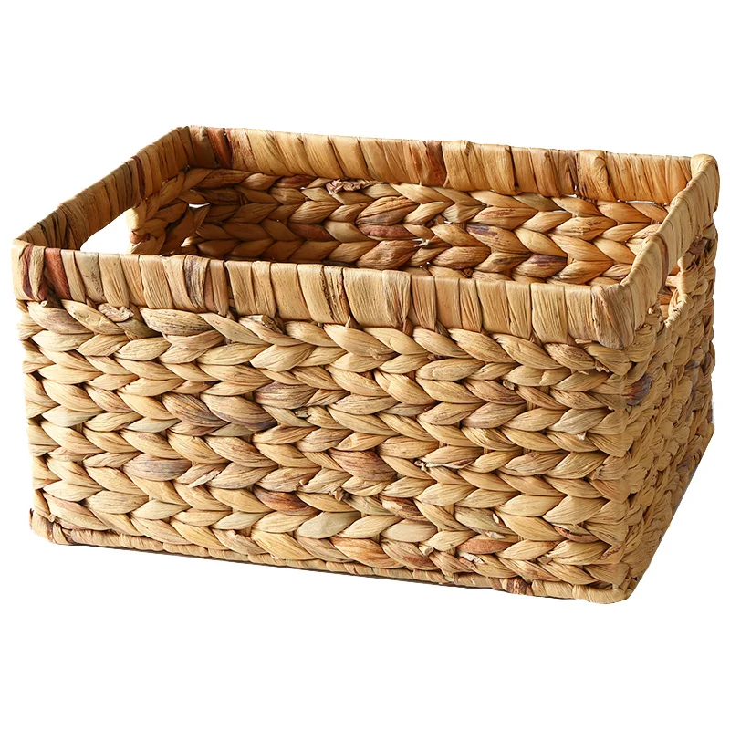 Storage Baskets Containers Desktop Natural water hyacinth Rectangular Storage Bins Organizer Box woven straw baskets mx909956