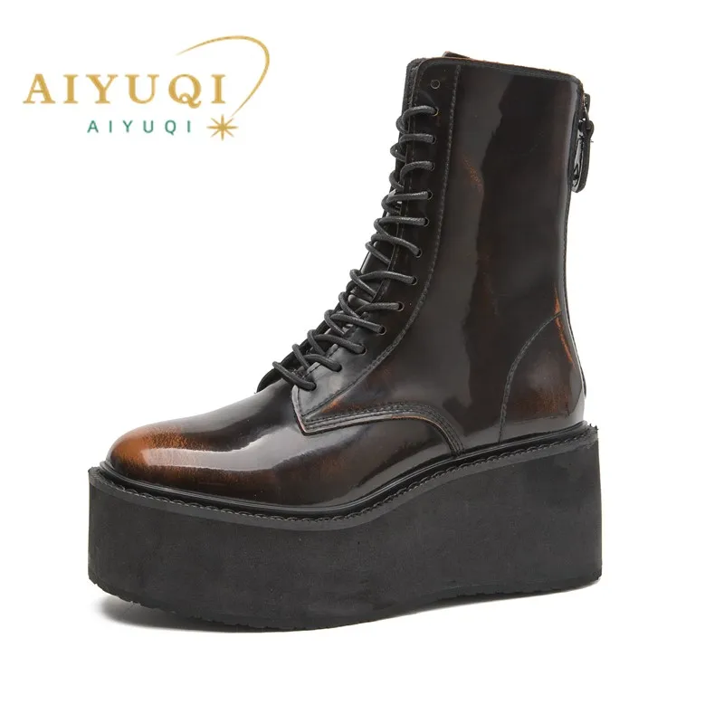 

Women's Ankle Boots and Booties Non-slip Thick-soled Fall and Winter Women Boots Retro Height Enhancer female Motorcycle Boots