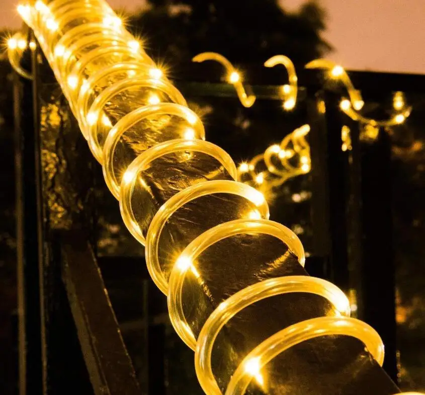 LED Rope Tube String Lights Outdoor Christmas Rope Light Copper Wire Fairy Light Garland for DIY Garden Fence  Party Decor