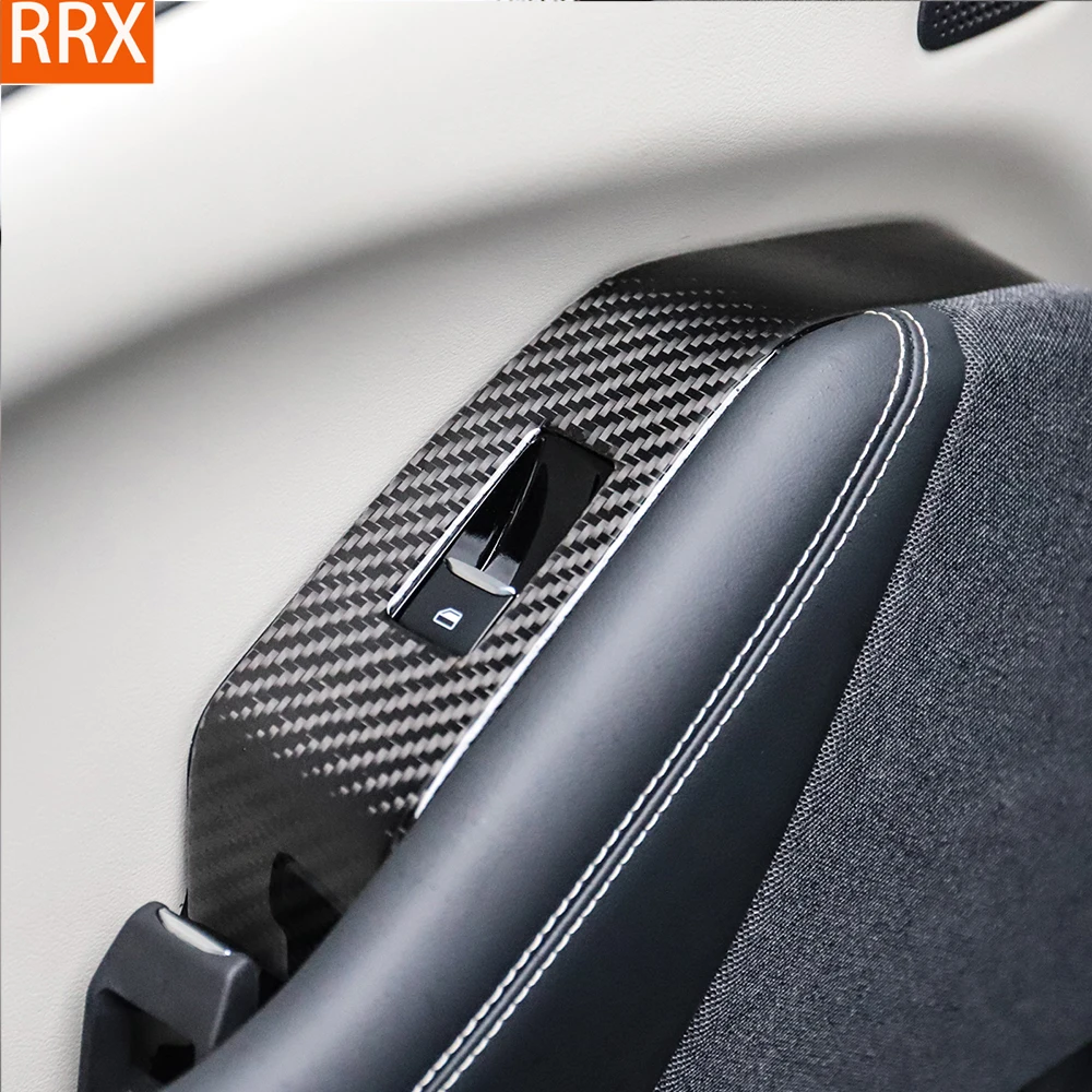 For Ford Mustang Mach-E Mach E 2021 2022 Door Window Lift Control Panel Cover Real Carbon Fiber Sticker Car Interior Accessories