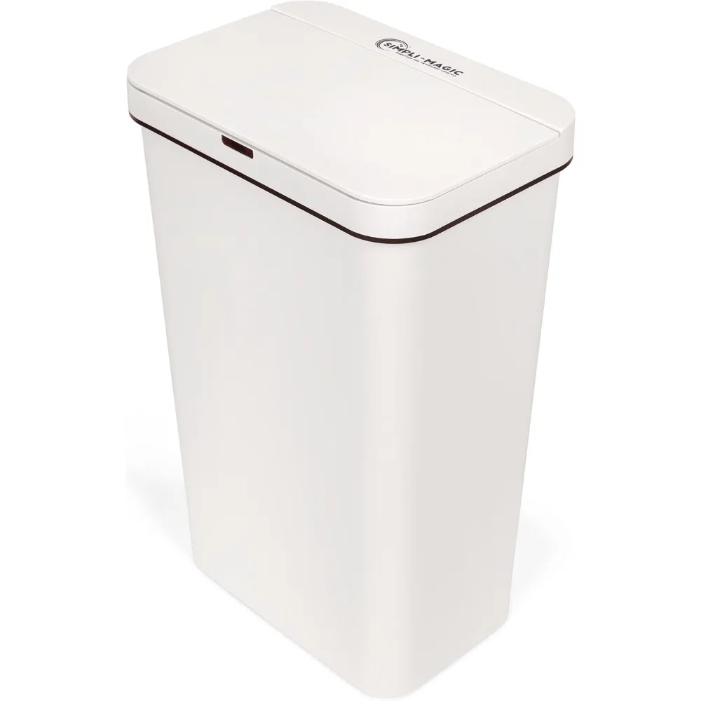 

79502 13 Gallon Touchless Sensor Trash Can, Rectangle Garbage Bin, Perfect for Home, Kitchen, Office, White