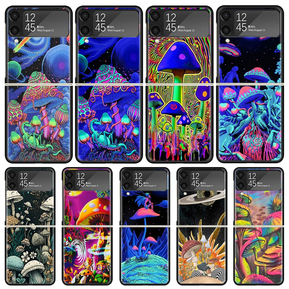 Weird Mushroom Psychedelic Phone Case For Samsung Galaxy Z Flip3 Flip4 Flip5 Flip6 PC Shell For Z Flip 3 4 5 6 Hard Folding Art