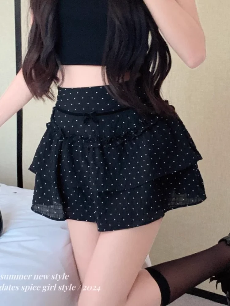 

Women with Puffy Little Ones Sweet High Waist Slim Short Trendy Polka Dot Ballet Cake Skirt