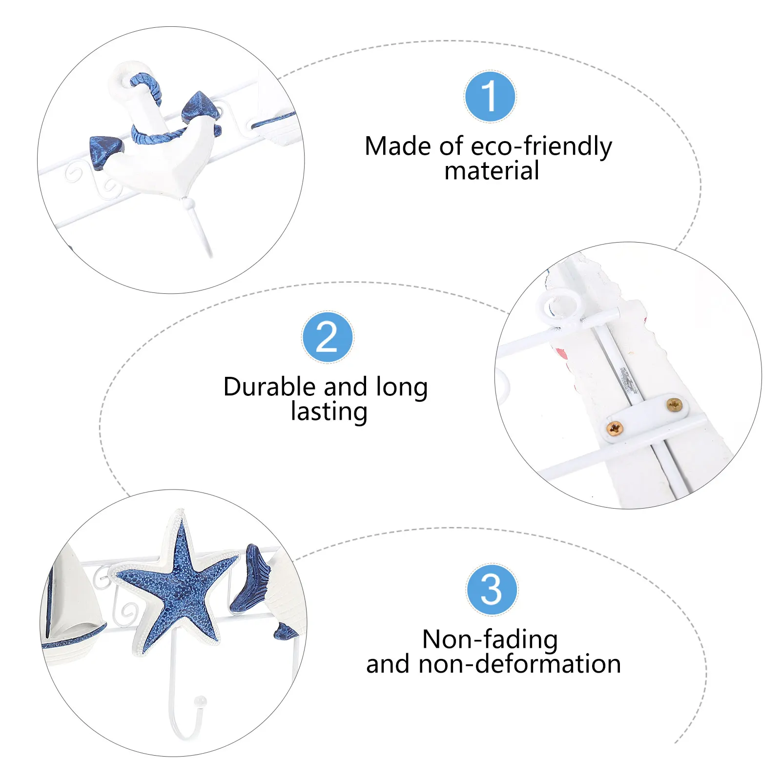 

1pc Wooden Hooks Exquisite Decorative Hangers Creative Multi-Function Household Clothes Hooks Mediterranean Style Wood