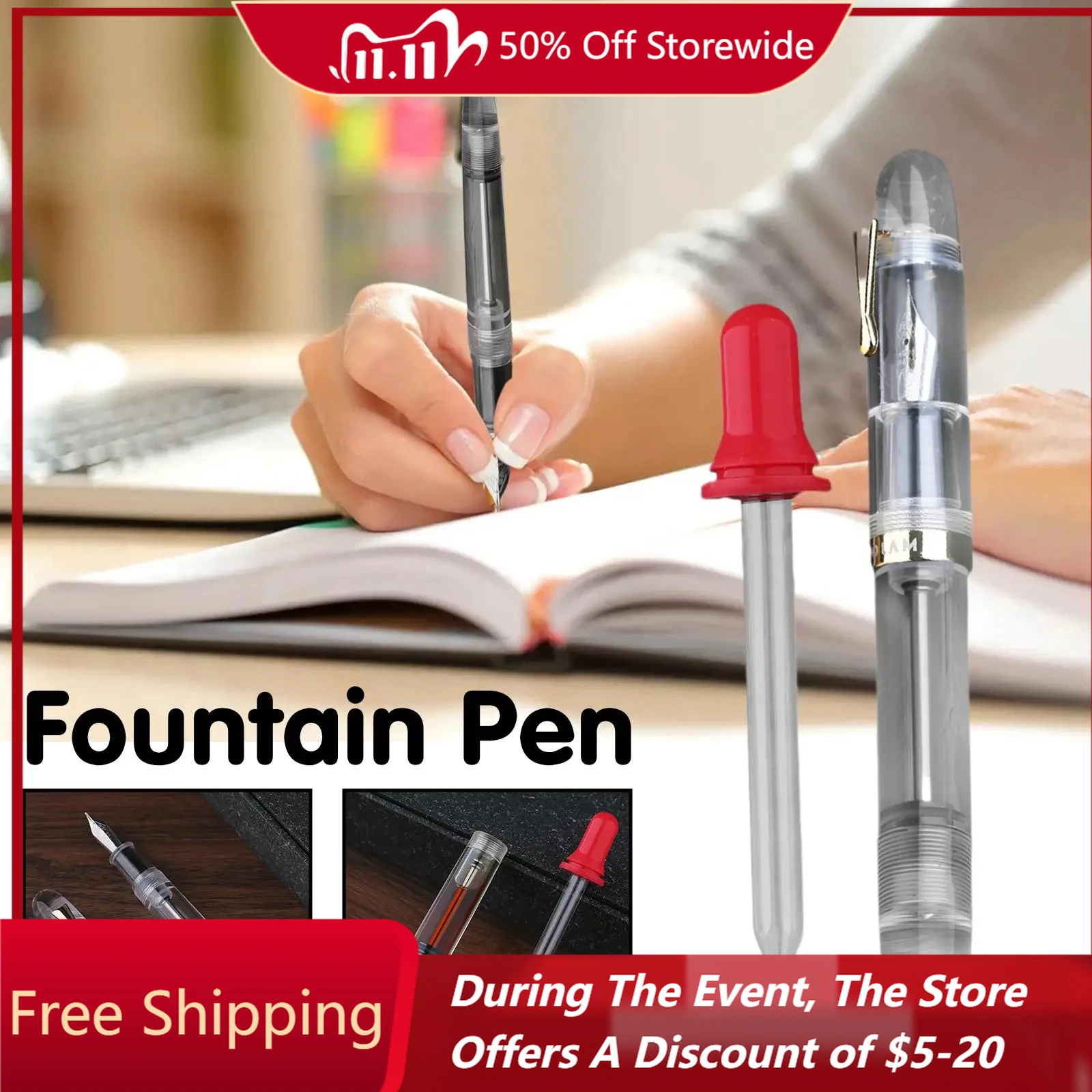 

Перьевая ручка MAJOHN C4 прозрачная, чернильная ручка большой емкости с защитой от протечек, Роскошные офисные и студенческие принадлежности для письма, гладкая