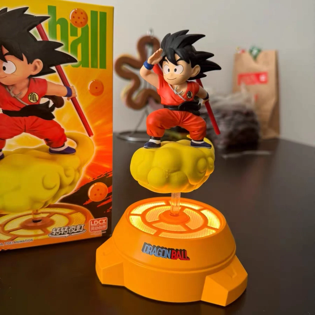 Original Dragon Ball Anime Figure Goku Figure Rotating Night Light  Room Decoration Surrounding Ornaments Toy Lamp Birthday Gift