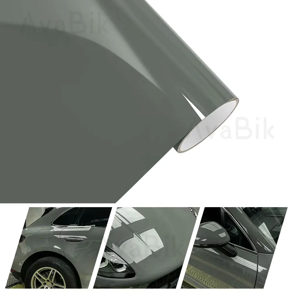 Car Body Sticker High Glossy PET Nardo Grey Vinyl Wrap Film Waterproof Decor Self-Adhesive Decal Auto Motorcycle DIY Accessories