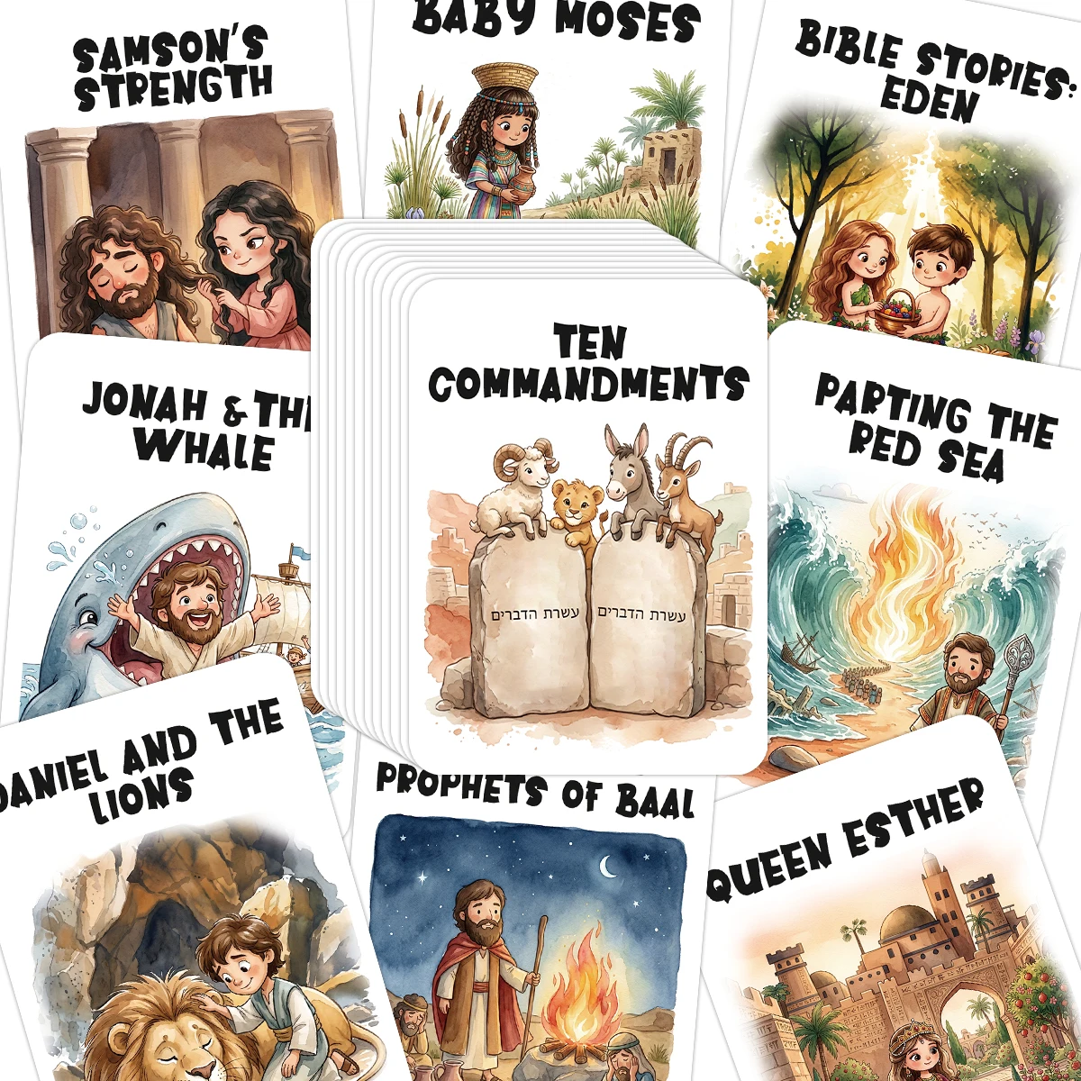 20 tarjetas con versículos bíblicos, historias bíblicas icónicas con ilustraciones, tarjetas de estudio bíblico para la escuela dominical, educación en el hogar, regalo para bautizo