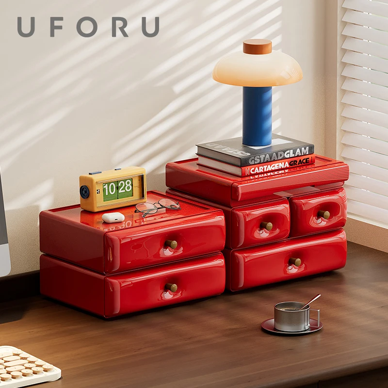 UFORU 1Pc Modular Desktop Storage Drawer Organizer Stackable Multi Drawer Desk Box for Home Office Dorm Small Desktop Storage