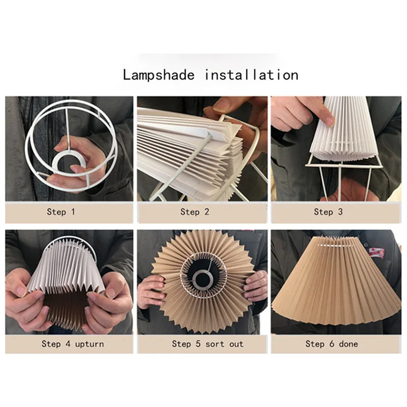 

ABUF-3X Pleats Lampshade Table Lamp Standing Lamps Japanese Style Pleated Lampshade Creative Desk Lamp Shade Bedroom Lamps -A