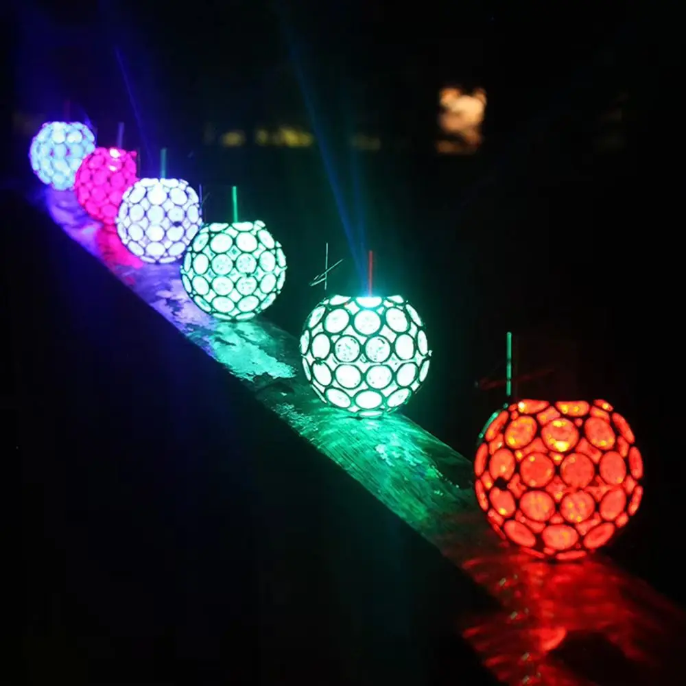 Street Waterproof Solar Lights Round Ball Motion Sensor Hanging Light Glass Chandeliers Crystal Ball LED Lights Street