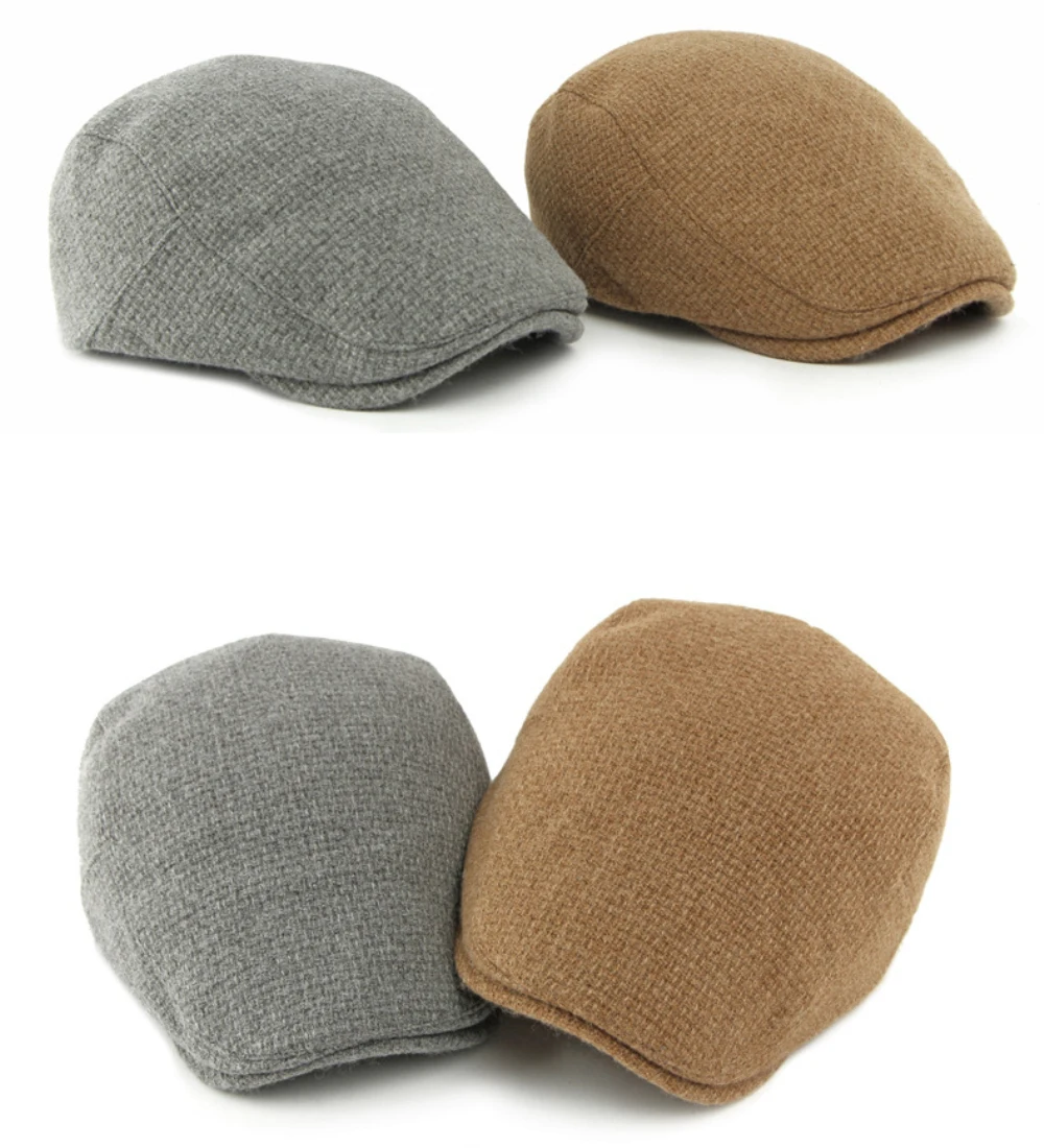 HT4887 Baskenmütze für Herren und Damen, Künstler-Baskenmütze, verstellbare Ivy-Flatcap, Unisex, Herbst-Winter, gestrickte Woll-Baskenmütze – Detail 4