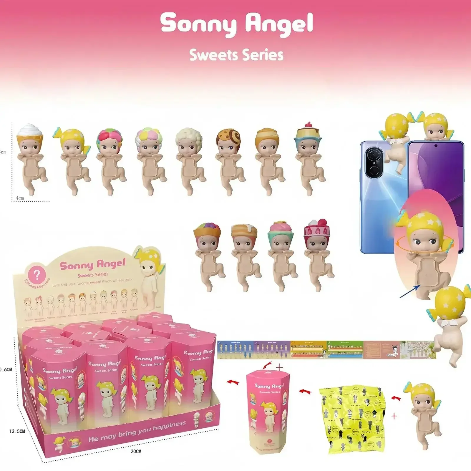 Sonny Angel Blind Box Candy Leg Lift Toy Angel Cute Mystery Surprise Toy Anime Model Mini Doll Fan Kids Phone Christmas Gifts