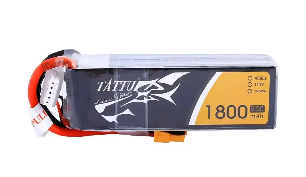 

ACE Tattu 14.8V 1800mAh 4S 4cell 75C LiPo Battery Pack with XT60 Plug for FPV Racing LRC Freestyle CX Pro Quadcopter Vortex