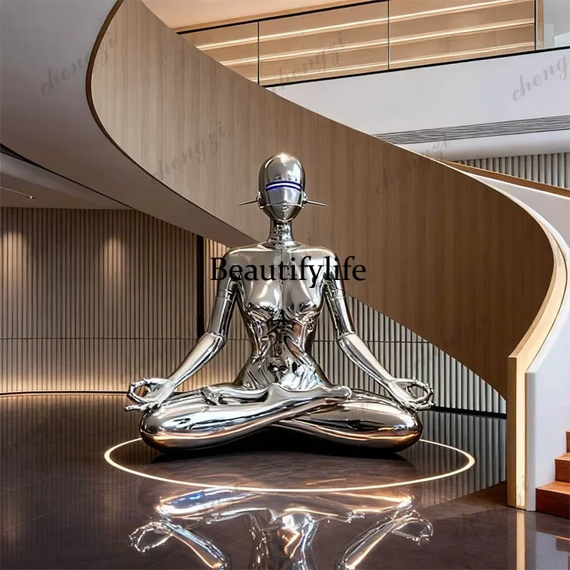 H132 sculpture mechanical Ji cross-legged sitting floor lamp electroplating appearance KTV bar decoration ornament