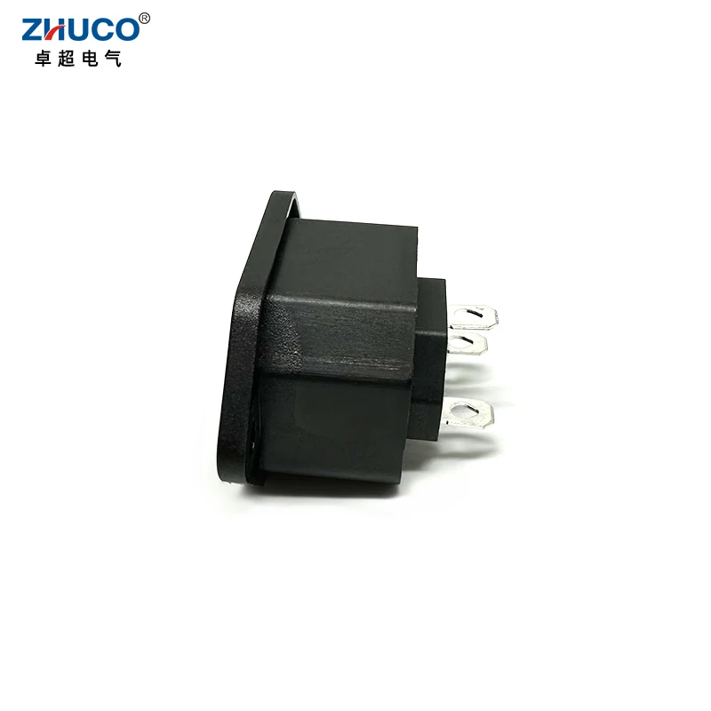 1PC LZ-F-1 10A 250V IEC320 C14 3 Pins Chassis Panel Mounted Inlet Plug Connector Electrical Female AC Power Socket 3 Terminals