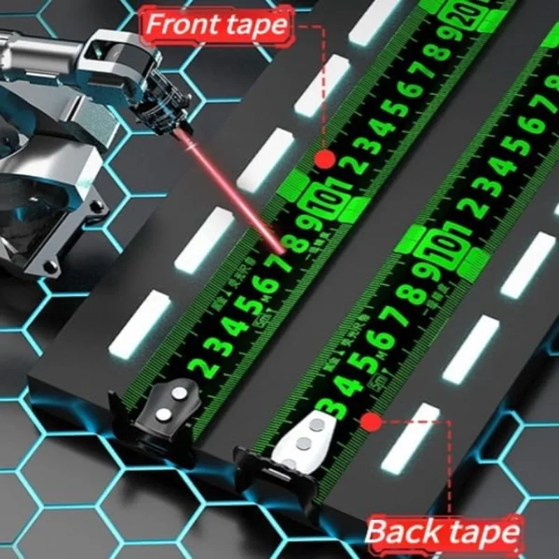 شريط قياس قابل للسحب عالي الدقة أداة نجارة حافظة شفافة مطلي بالفولاذ المقاوم للصدأ للقياسات 10 متر 32.8 قدم #2