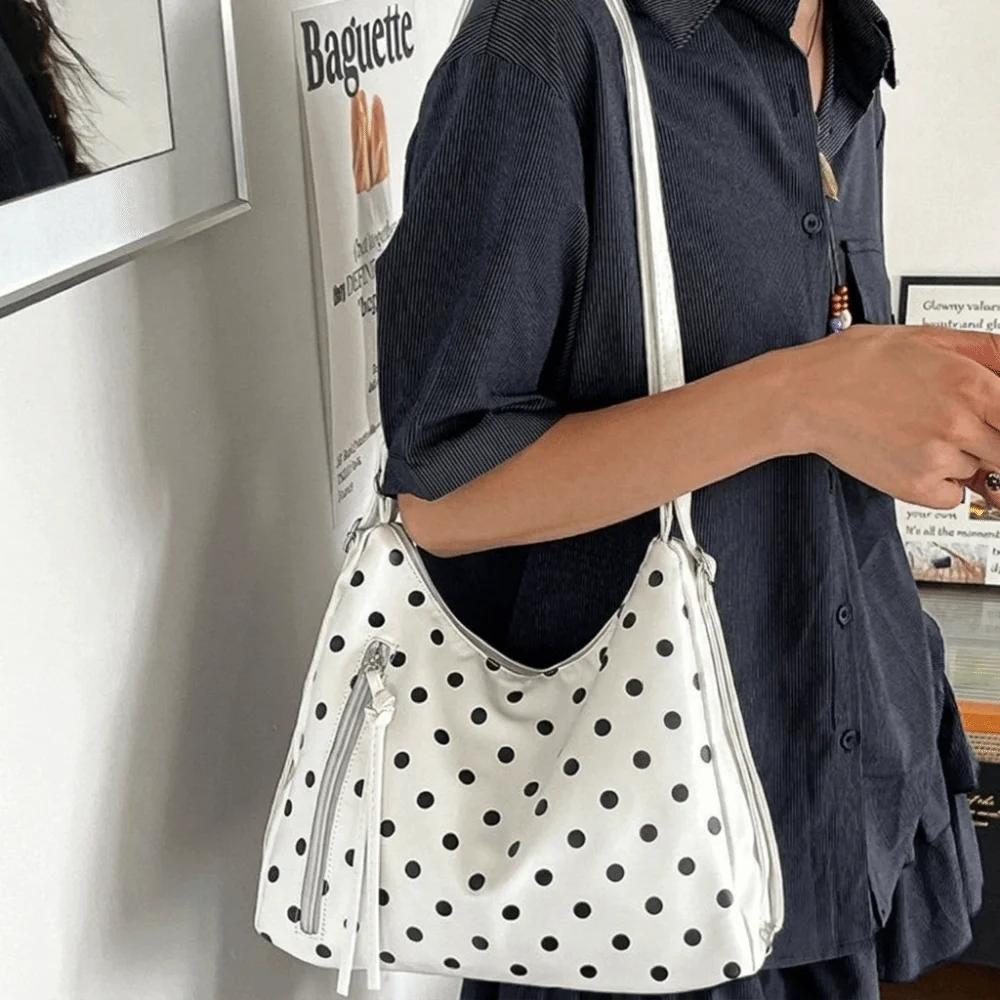 Fashion PU Leather Polka Dot Shoulder Bag Lightweight Large Capacity Tote Bag Underarm Bag Backpack Bucket Handbag Women's Gift