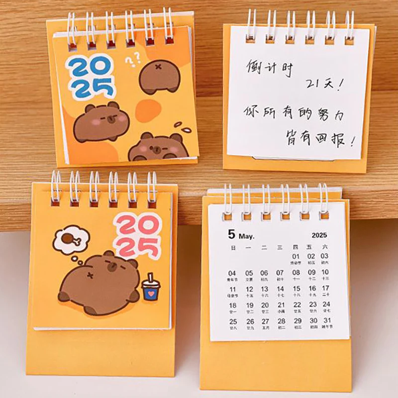 Mini Calendario de escritorio de dibujos animados creativo, lindo Capybara, calendario de bolsillo portátil, gestión de tiempo, horario, decoración de escritorio, regalos