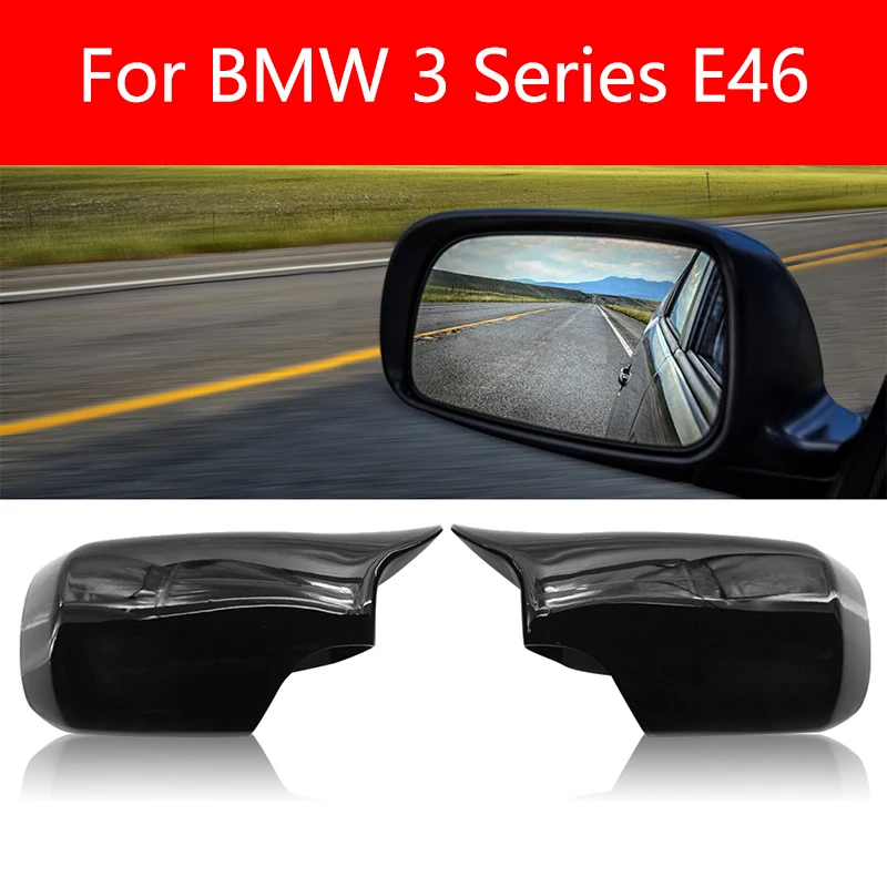 

Gloss Black Horn Wing Mirror Cover Driver + Passenger Side Caring Personal Cars Accessories for BMW E46 1998-2005 4 Doors