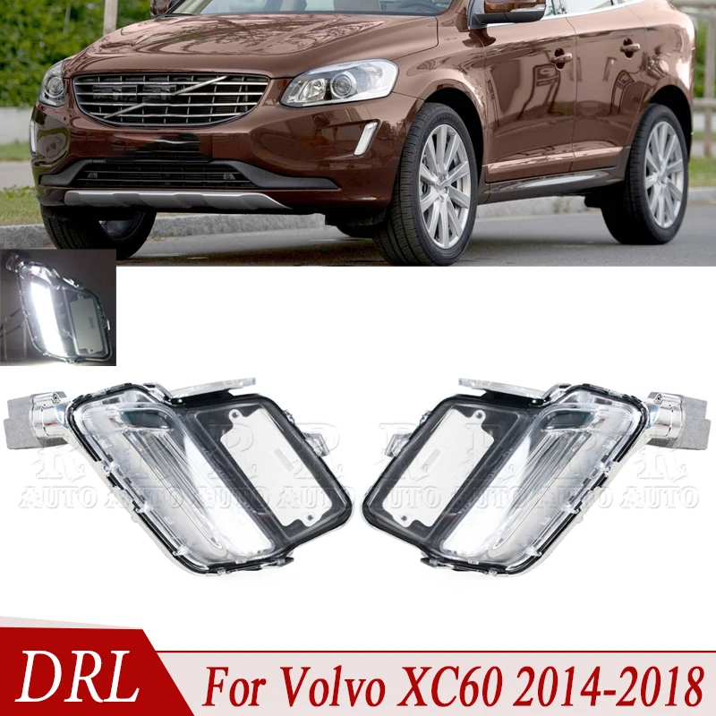 Daytime Running Lights Front Bumer LED DRL Fog Lamp Fit For Volvo XC60 2014 2015 2016 2017 2018 31364330 31364331 For Car