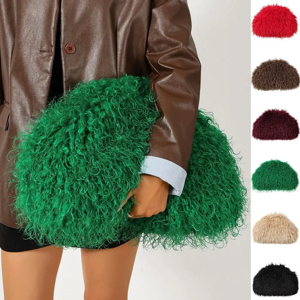 Bolso de noche portátil de piel sintética con diseño de plumas y borlas, estilo punk, para chica atrevida, con clip, de felpa esponjosa, para boda