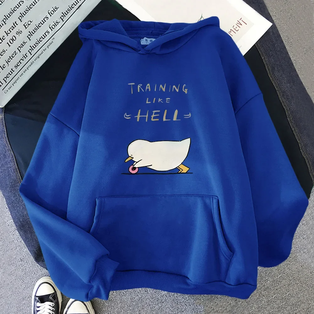 Duck Like Hell Print Hoodie Cartoon Anime I'm Sick of Everything Sweatshirt Damen Pullover Winter Herren Kleidung Langarm Top