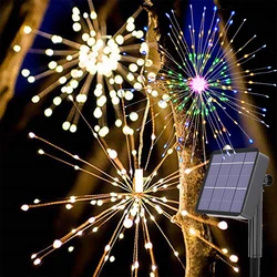 90/150/200 LED Fairy String Lights Hanging Starburst Lamp DIY Firework Christmas Garland Festival Decor Remote Twinkle Lights