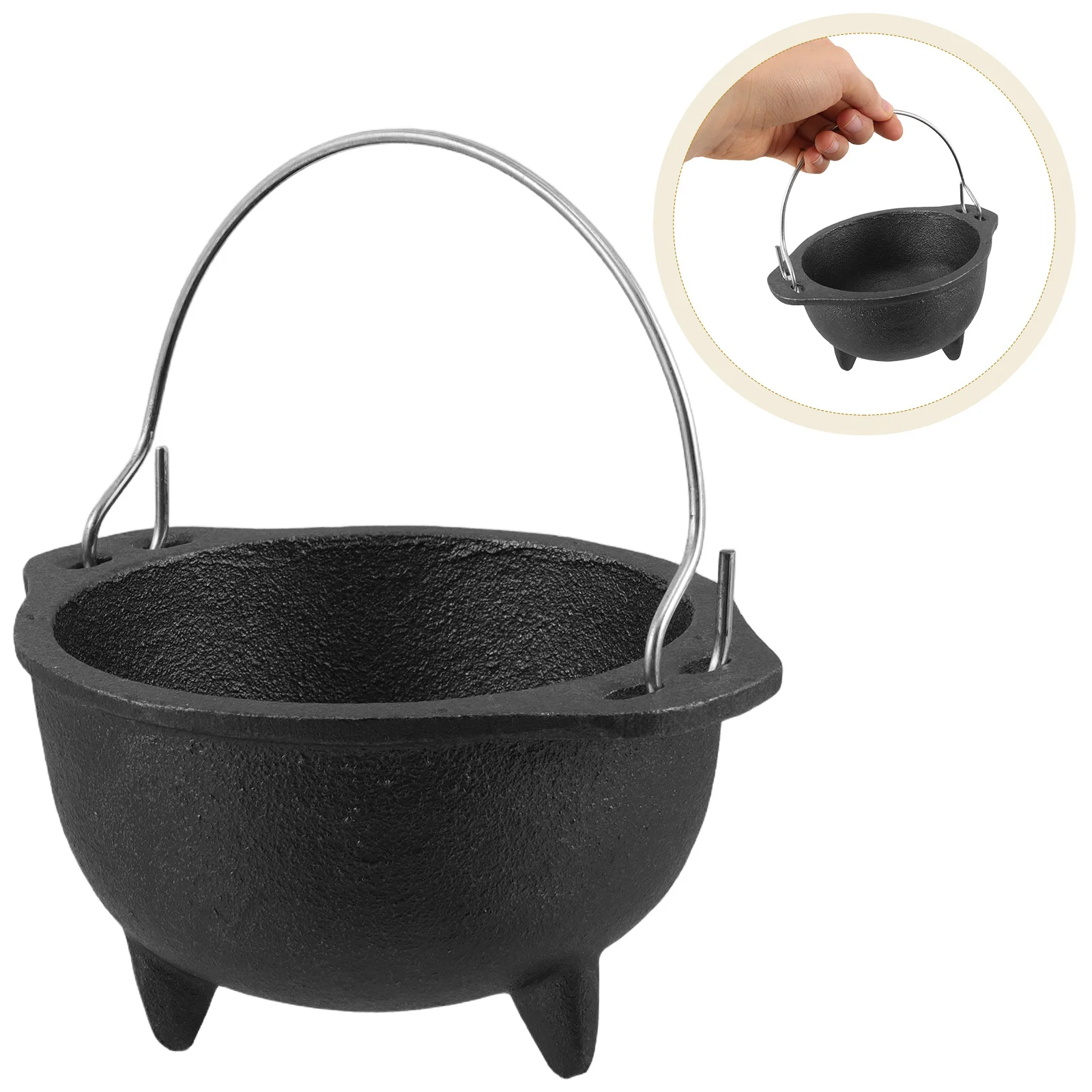 

Cast Iron Incense Burner Black Cauldron Pot For Halloween Party Holder Candy Serving Bowl Bucket