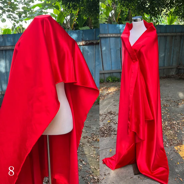 

Red series glossy satin fabric sewing wedding dress high-end evening gown stage costume DIY designer thick satin