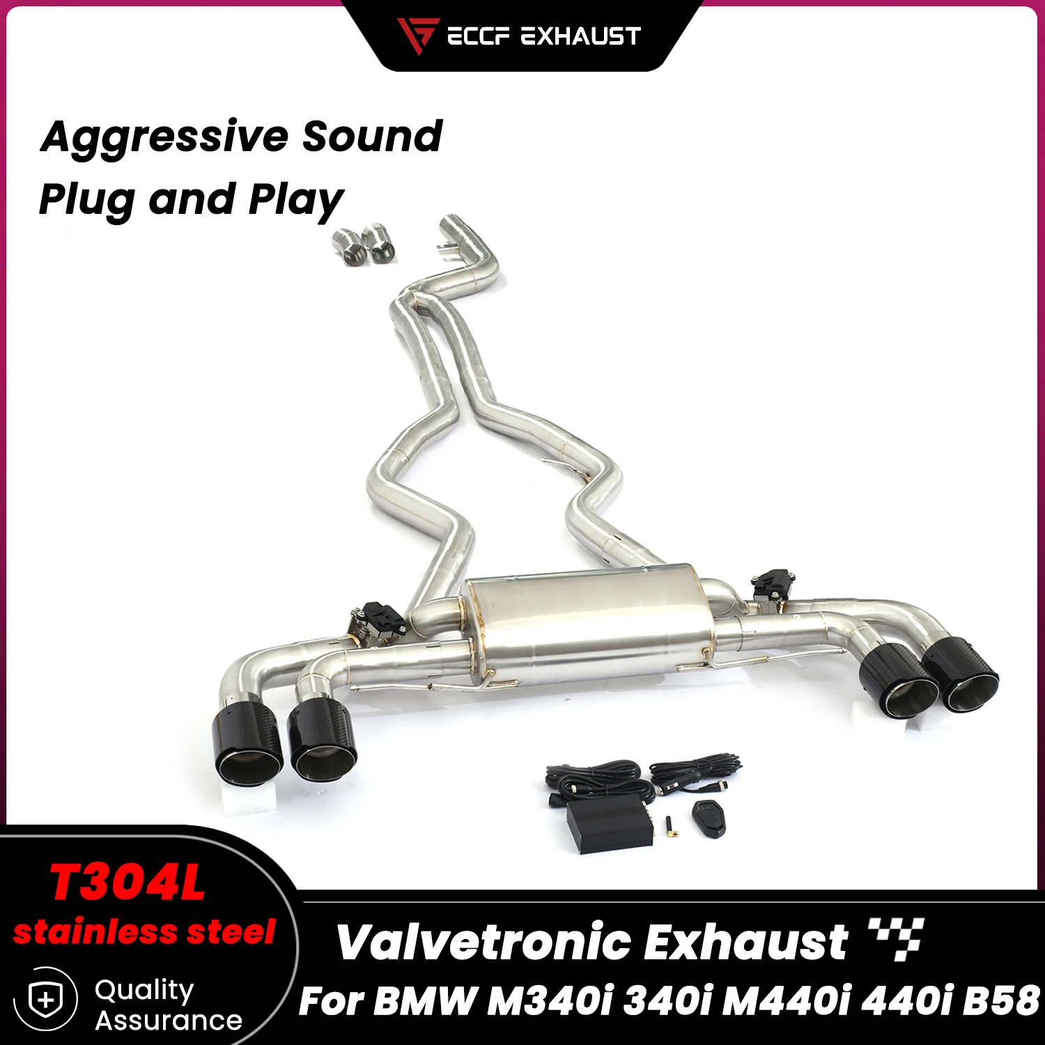 

Sporty Valvetronic Catback Exhaust for BMW M340i 340i M440i 440i B58 Freely Adjustable Sound Control Easy Installation