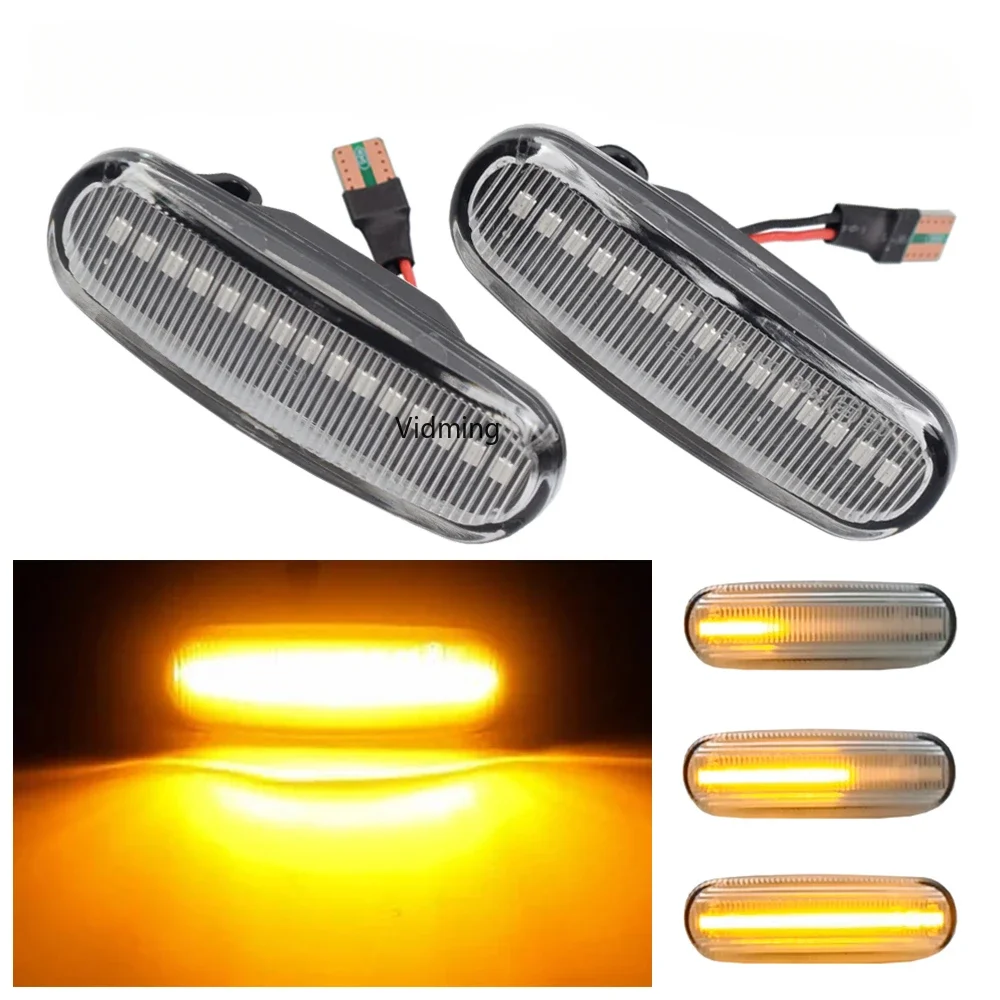 2X Dynamic Clear LED Side Marker Light Turn Signal Lamp For Fiat Panda Punto Evo Stilo Qubo Peugeot Citroen Lancia Musa(350)