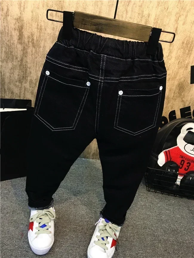 Jungen Hosen Winter Kinder Jeans Elastische Taille Stretch Denim Kleidung Kinder Hosen Für 2 bis Jahre Junge Dicke Fleece Jean Hosen