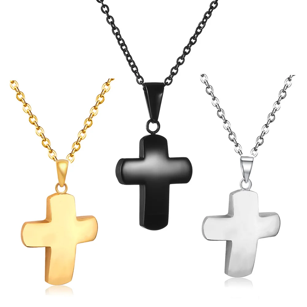 Stainless Steel Black Cross Pendant Necklace Religious Holy Lord Necklace Jewelry Gift For Unisex Dropshipping