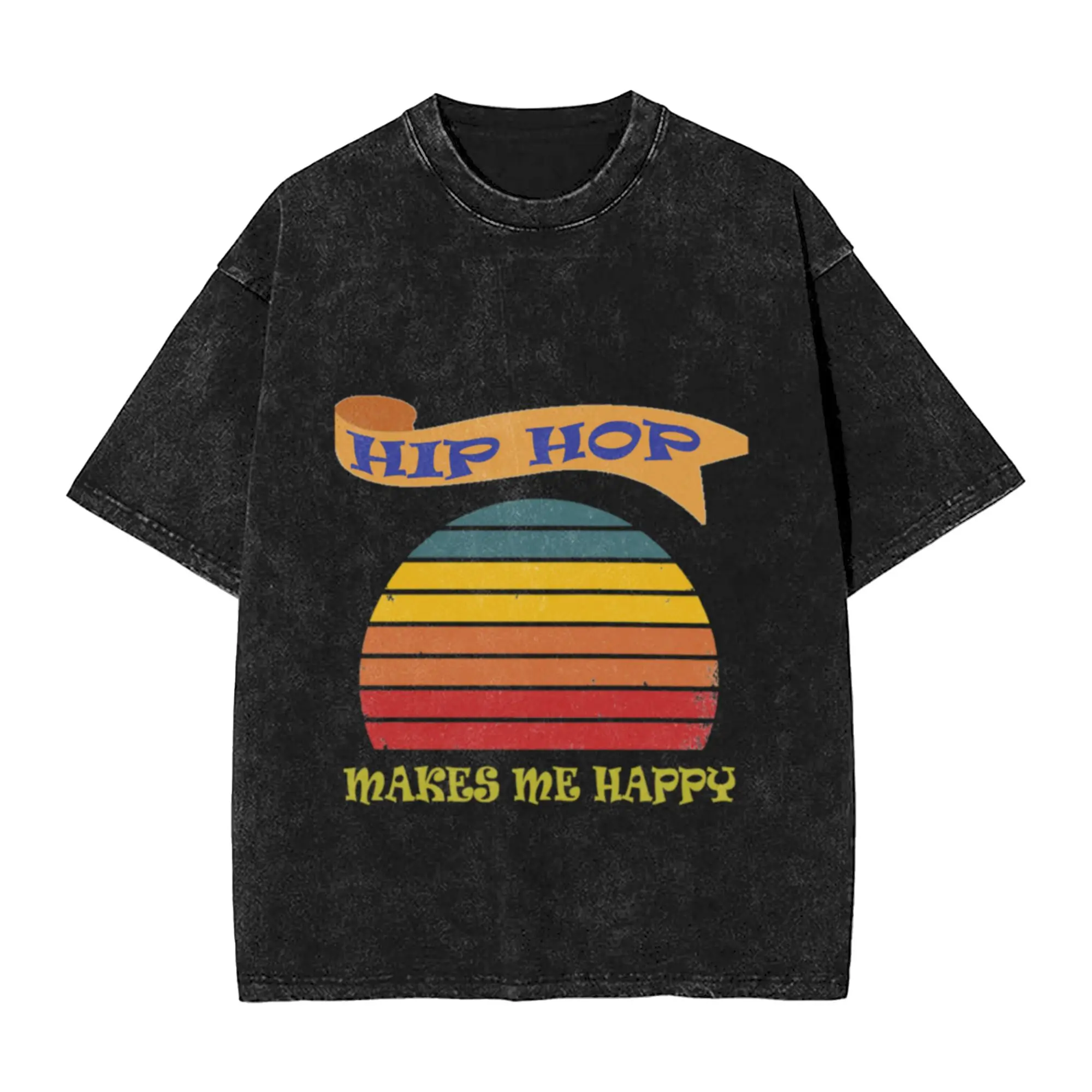 Hip hop MAKES ME HAPPY  Perfect Gift hip hop Unique Stylish A T-Shirt Oversized Short Sleeve Men's Women's Cotton Tees Tops