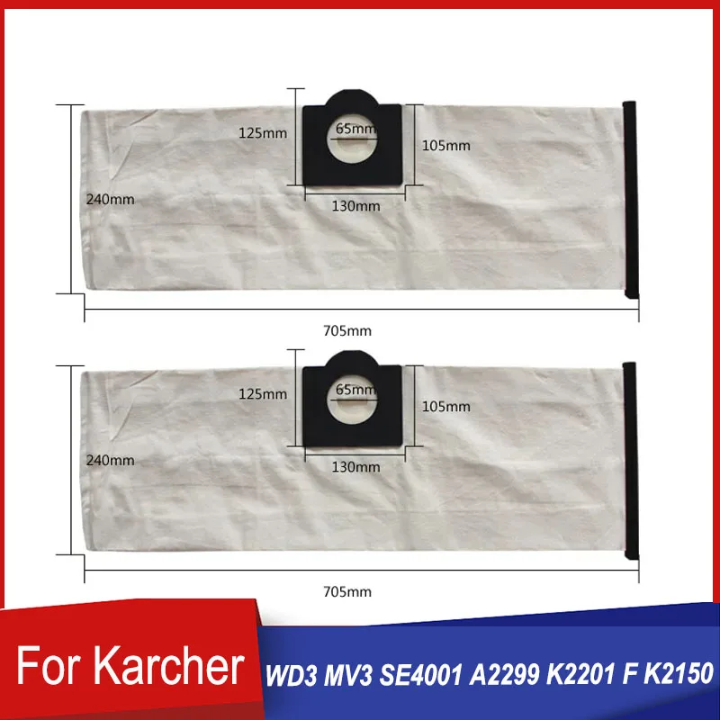 Washable Cloth Dust Bags For Karcher NT20 WD1 MV1 WD3 MV3 SE4001 A2299 K2201 F K2150  Vacuum Cleaner Replacement Accessories