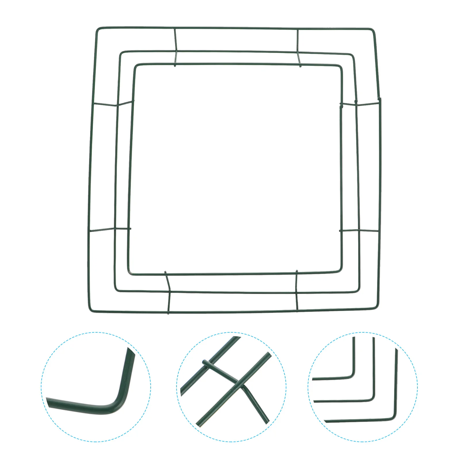 

2 Pcs Square Garland Wall Decor Flower Frame DIY Wreath Ring Decorations Festival Iron Wedding Solid Construction