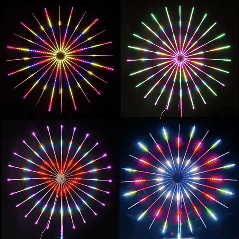 Household Outdoor Double‑Sided Firework Celebration Light, Programmable Light Modes, Rainproof Sun‑Resistant Yard Night Scene De