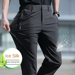 Prowow-Pantalones largos de seda de hielo de secado rápido para hombre, ropa deportiva informal de tubo recto, talla grande, trabajo al aire libre, Verano