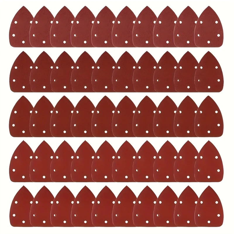 15 Stück dreieckiges rotes Schleifpapier, 5-Loch-Mausförmiges Schleifpapier, Holzbearbeitungs-Polierpapier, Trockenschleifpapier, Plüsch-Schleifpapierblatt