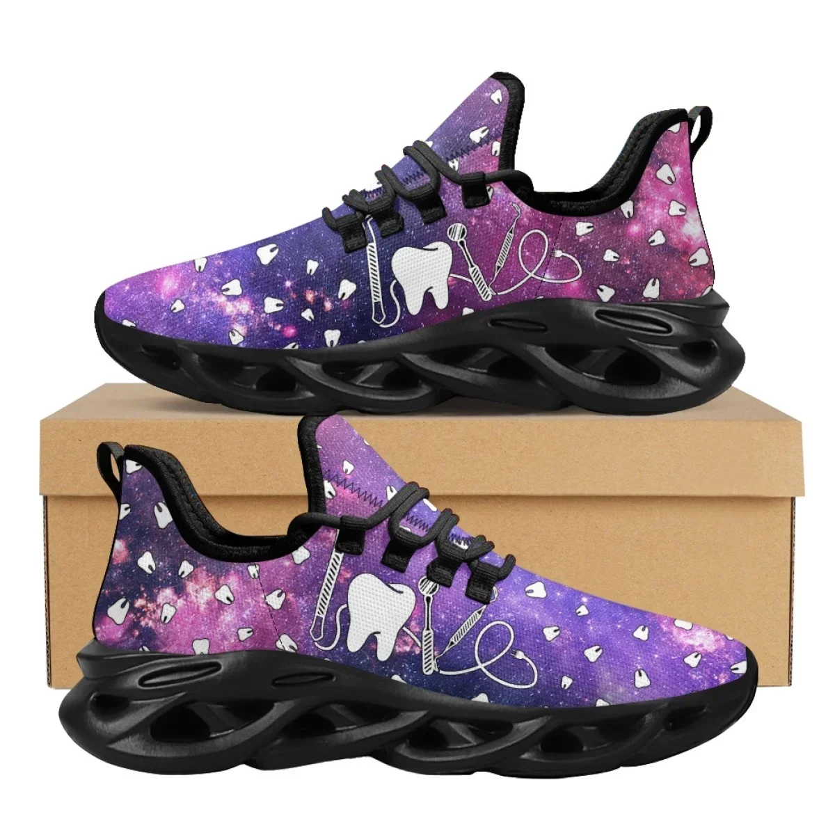 Black and White Teeth Medical Institution Nurse Shoes for Woman Men Four Seasons Round Toe Non-slip Casual Sneakers Custom Shoes view 2