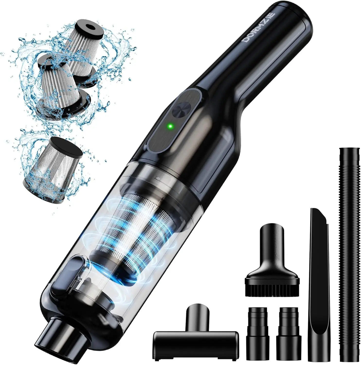 Cordless Handheld Vacuum, 16000Pa Suction, Lightweight 1.3 lbs, Type-C Charge, Multiple Accessories for Home Car Pet